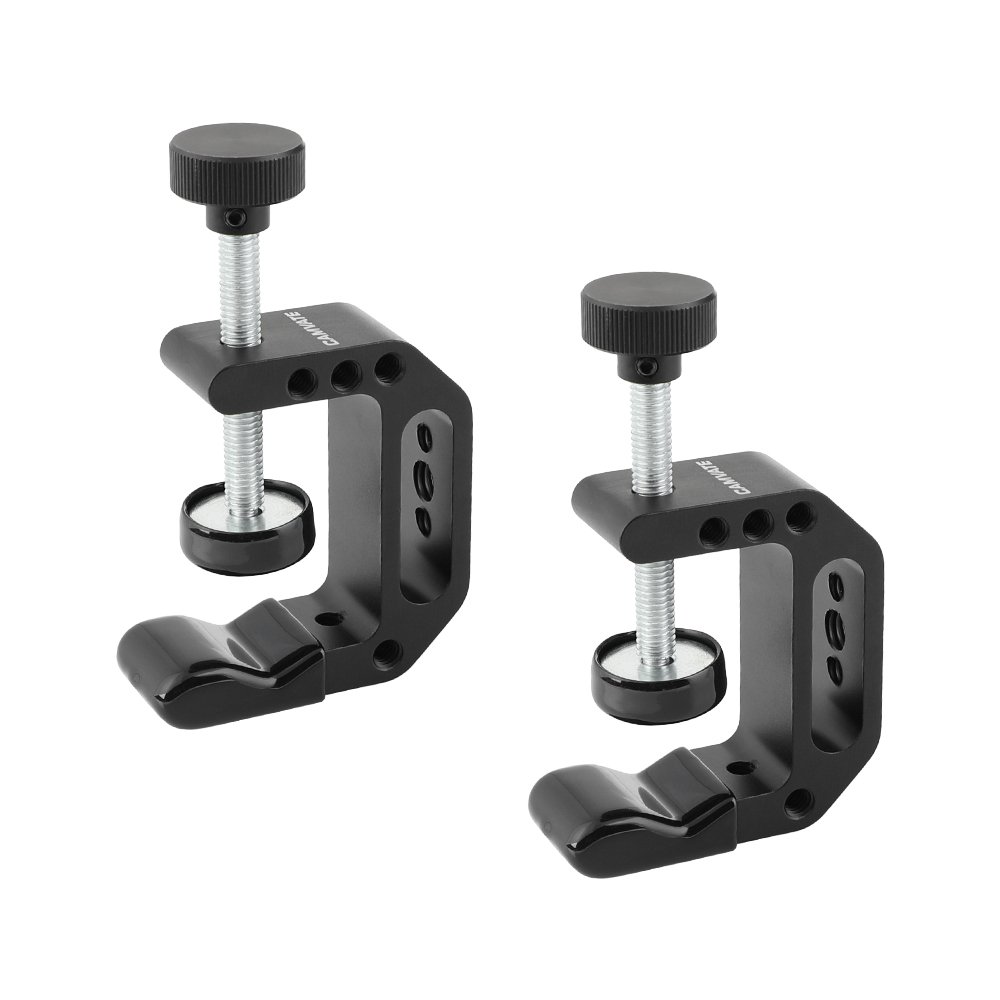 C-Clamp Aluminum Support Clamp Desktop Mount Holder Stand with 1/4-20 & 3/8-16 Metal Female Socket