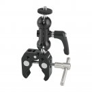 Upgraded Ball Head Mount 1/4" Threads With Super Robust Central Lock Knob + Super Crab Gripper Clamp