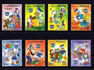 TOGO - 1984 - DISNEY - DONALD DUCK - BIRTHDAY - ANNIVERSARY - MINT SET OF 8!