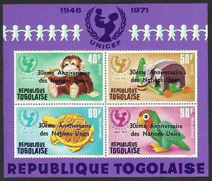 TOGO - 1965 - UNITED NATIONS - UN - 30th ANNIVERSARY - OVPT  IMPERF MNH S/SHEET!