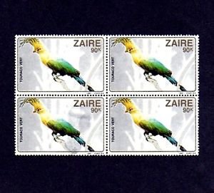 ZAIRE - 1982 - BIRD - GREEN TURACO - AFRICA - MINT - MNH BLOCK!