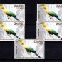ZAIRE - 1982 - BIRD - GREEN TURACO - AFRICA - LOT OF 5 - MINT - MNH SINGLES