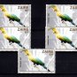 ZAIRE - 1982 - BIRD - GREEN TURACO - AFRICA - LOT OF 5 - MINT - MNH SINGLES