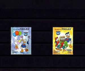 TOGO - 1984 - DISNEY - DONALD DUCK - 50th BIRTHDAY - 2 X MINT - MNH SINGLES!