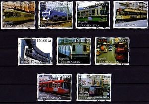 TURKMENISTAN - 2000 - TRAIN - RAILWAY - STREET CAR - TROLLEY - CTO NH SET OF 9!