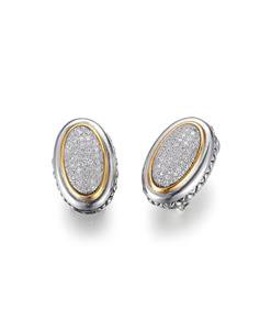 GORGEOUS Balinese Silver Gold Pave CZ Crystals Oval Omega Latch Earrings