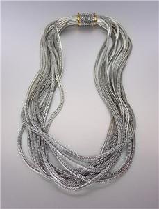 Designer Style 10 Strands Silver Foxtail Cable Chains Magnetic Clasp Necklace