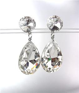 GLITZY SHIMMER Clear Czech Crystals Bridal Queen Pageant Prom Earrings