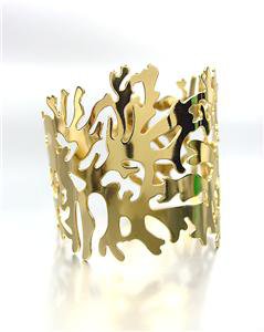 CHIC & UNIQUE Gold Plated Coral Motif Metal Cuff Bracelet