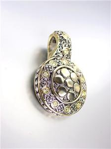 NEW Designer Style BALINESE Silver Gold Dots Jonquil Citrine CZ Crystals Pendant