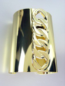 CHIC Designer Style Chunky Gold Chain Long Wide Statement Cuff Bracelet