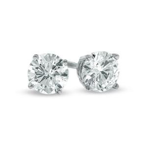 CLASSIC 14kt White Gold Plated .25 CT 4mm CZ Crystal Solitaire Stud Earrings