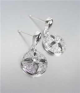 CLASSIC 18kt White Gold Plated CZ Crystals Petite Dangle Earrings