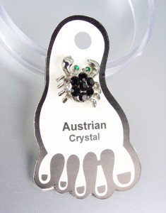 Sparkle Black Austrian Crystals CRAB Invisible PETITE Toe Ring