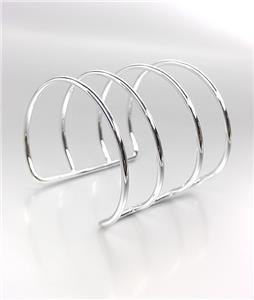 CHIC & MODERN Silver Metal Wire Ribbed Wide Gladiator Cuff Bracelet PLUS SIZE