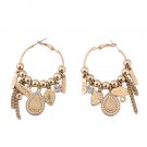 Fashion 18k Gold Plated Long Chain Pendant Ethnic Statement Hoop Earrings Jewelry For women