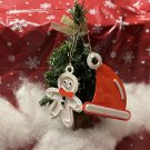 Gingerbread Man & Santa Hat Ornaments – Festive Pair