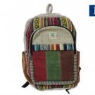 Striped Hemp and Colorful Cotton Backpack Handmade Nepal with Laptop Sleeve