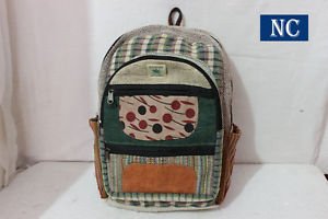 Pure Hemp Multi Pocket Canvas Backpack Handmade Nepal with Laptop Sleeve, Bag