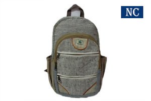Pure Hemp Natural Light Greay Color Backpack Handmade Nepal with Laptop Sleeve
