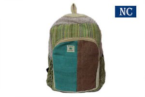 Pure Hemp Stripe Handmade Himlayan Backpack ( THC FREE) with Laptop Sleeve Bag