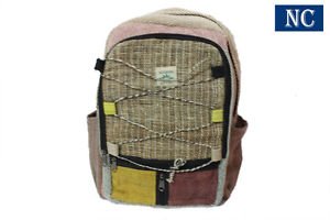 Nepali Pure Hemp Multi Pocket Canvas Backpack with Laptop Sleeve - Bookbags