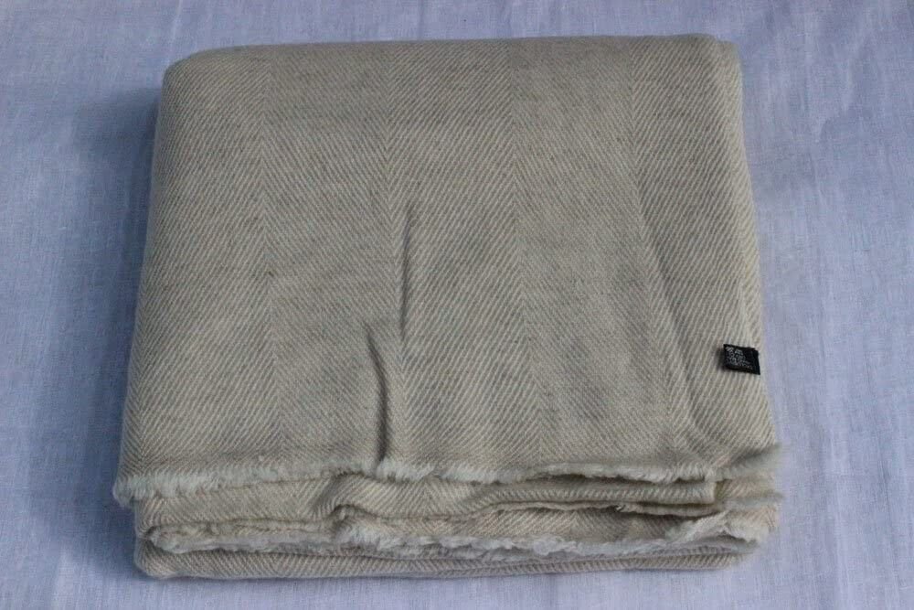 100% Pure Himalayan Pashmina Throw, Natural Cashmere Blanket, Hand Made in Nepal