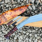 13.5 inch blade cheetlange leather rosewood full tang blocker handle khukuri