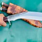 13.5 inch blade cheetlange leather rosewood full tang blocker handle khukuri