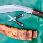 13.5 inch blade cheetlange leather rosewood full tang blocker handle khukuri