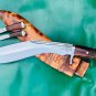13.5 inch blade cheetlange leather rosewood full tang blocker handle khukuri