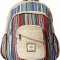 Large Organic Hemp Multi Pocket Backpack with Laptop Sleeve, Bohemian Hippie