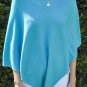 100% Cashmere Poncho - Colour 'Turquoise' Pashmina Poncho - Hand Made in Nepal