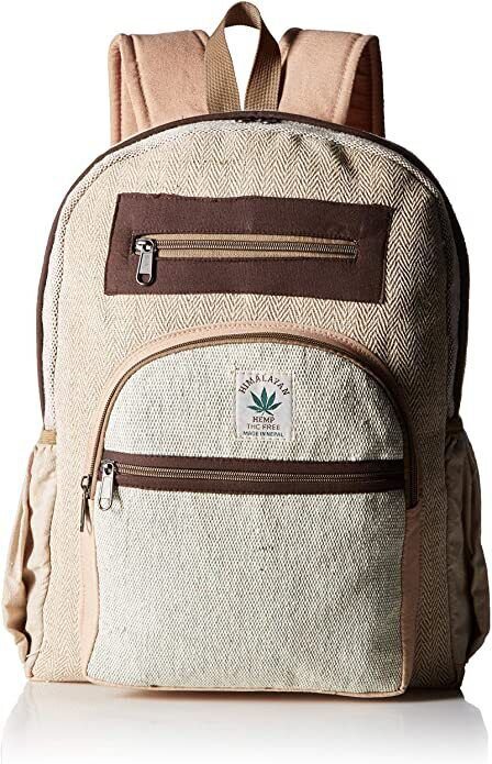 100% Pure Hemp Multi Pocket Backpack with Laptop Sleeve - Fashion Cute Travel