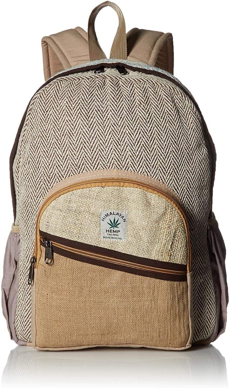 Pure Hemp Stripe Handmade Himalayan Backpack ( THC FREE) with Laptop Sleeve
