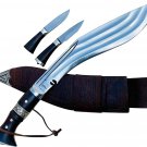 12 Inches Genuine Full Tang Hand Forged Blade Khukri Knife - 3 Fullers Farmer