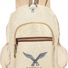 Cross Khukuri Design Pure Handmade & Print Large Multi Pocket Hemp Rucksack Back