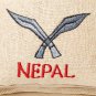 Cross Khukuri Design Pure Handmade & Print Large Multi Pocket Hemp Rucksack Back