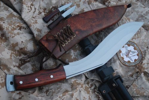 Kukri - 11" Authentic Gurkha Afghan Issue Brown Sheath Khukuri - Hand Forged