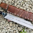 15" Viking Seax, High Carbon Steel, Handguard , Leather Sheath,Gift for him