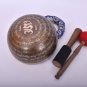 10" Om Mane Padme Hum Mantra Carved Singing Bowl for Meditation, Healing & Music