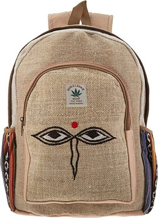 Multi Pocket Hemp Backpack (THC FREE) with Laptop Sleeve - Fashion Cute Travel