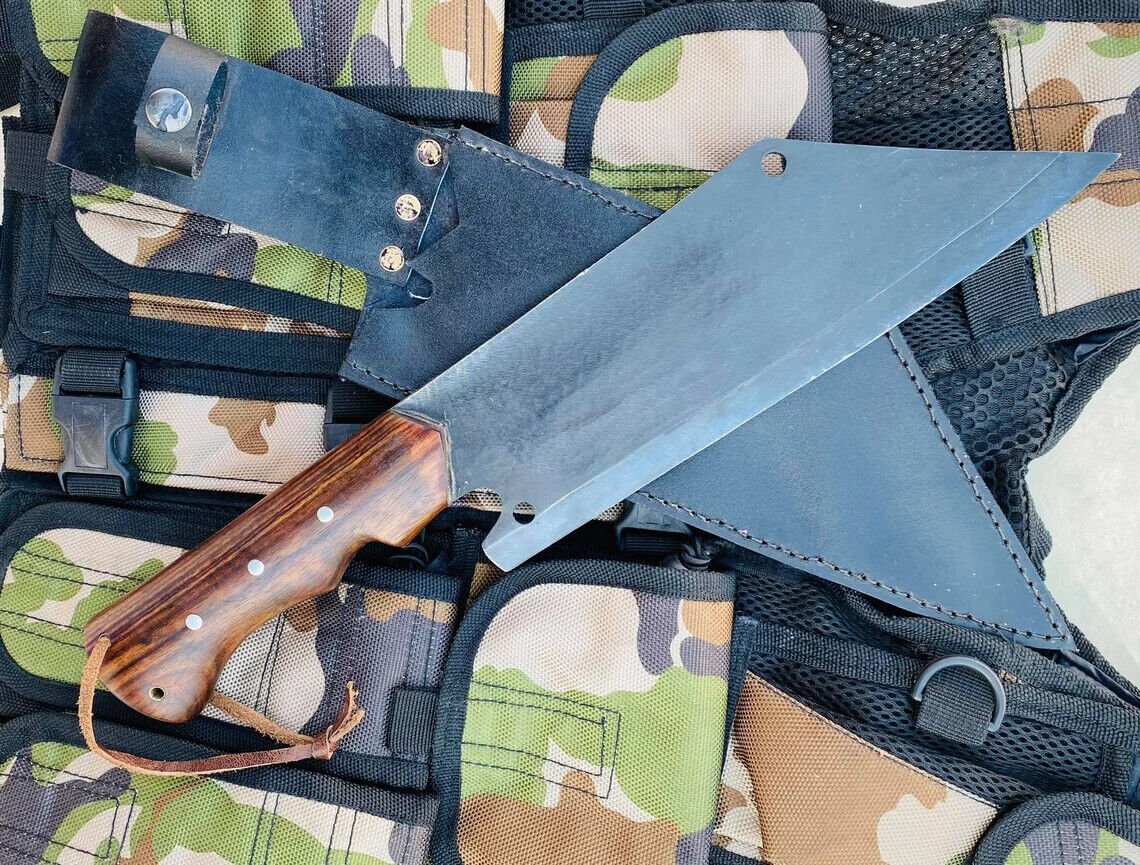 10 Inch Bush Cleaver Rust Free Knife- Farmer Using Handmade Knife from Nepal