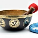 12 inches Hindu Mantra OM Carved Singing Bowls - Large Healing Mantra Sound