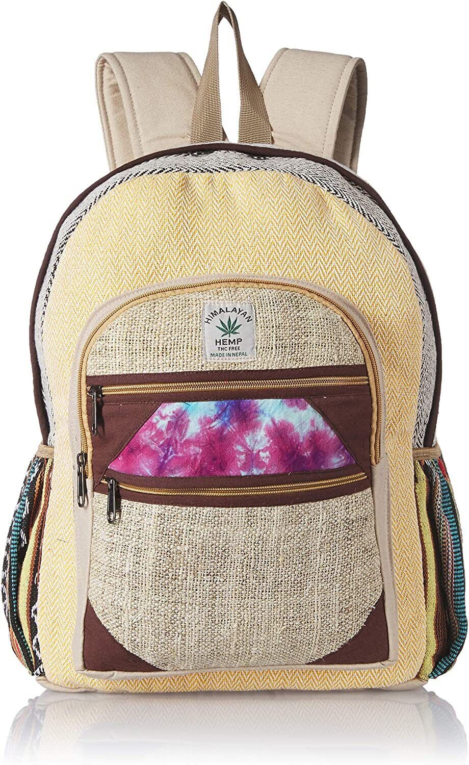 100% Himalayan Pure Hemp Multi Pocket Backpack with Laptop Sleeve