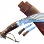 14 Inches Blade 5 Fullers Full Tang Rose Wood Handle Kukri - 100% Handmade