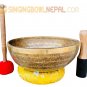 11" Healing Mantra Carved Buddha Root C Note Tibetan Singing Bowl Hand Hammer...
