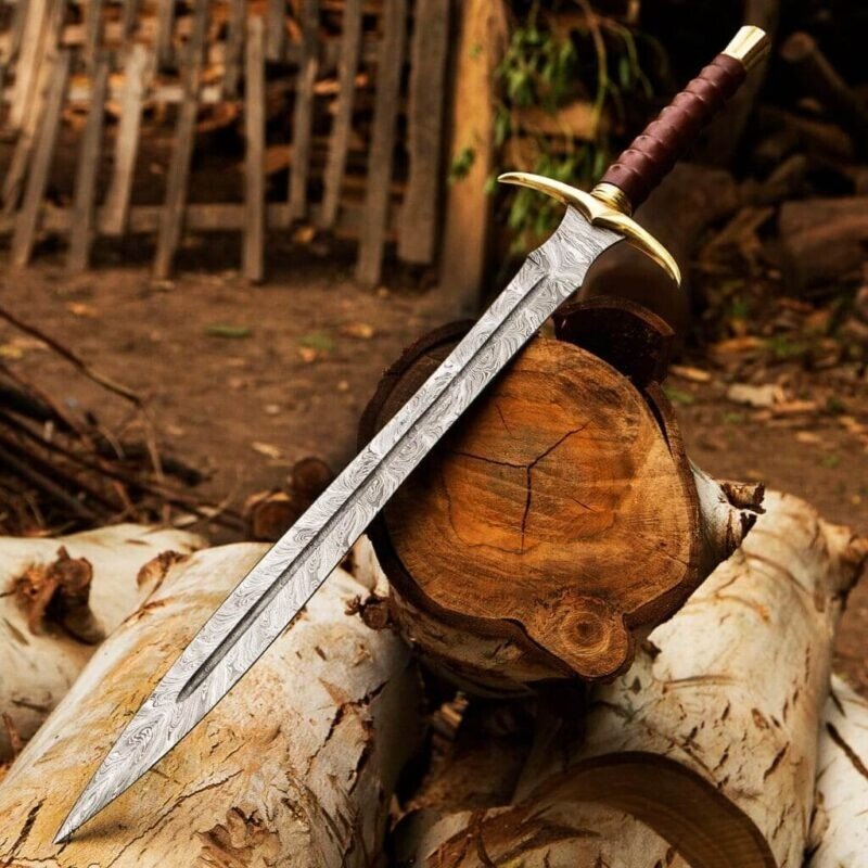 DAMASCUS STEEL SWORD HUNTING SWORD VIKNG SWORD WITH SHEATH