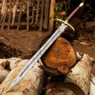 DAMASCUS STEEL SWORD HUNTING SWORD VIKNG SWORD WITH SHEATH
