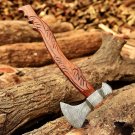 Hand Forged Damascus Steel Axe Viking Bearded Axe Camping Hatchet TOMAHAWK AXE
